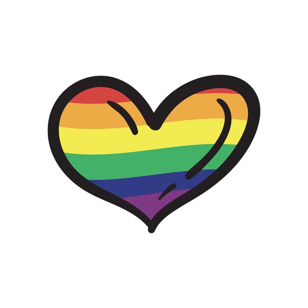 El corazón del mes del orgullo Lqbtq con los colores de la bandera del arco iris representa la diversidad