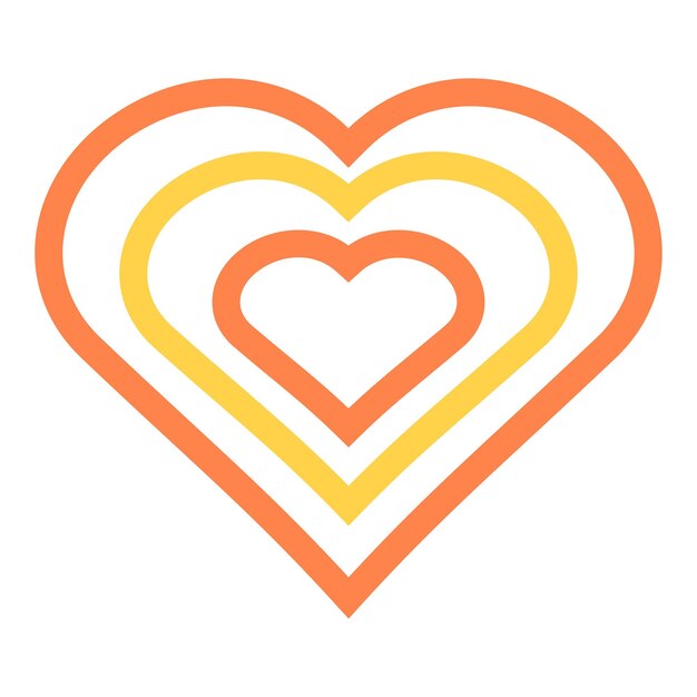 Corazón naranja y amarillo que representa el amor y el afecto