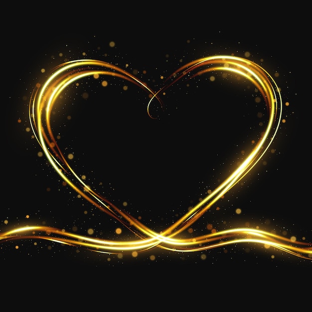 Corazón de neón. Feliz día de San Valentín. Dibujo de arte de línea continua. Fondo vectorial