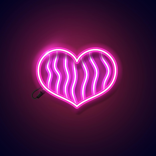 Corazón de neón rosa con fondo oscuro