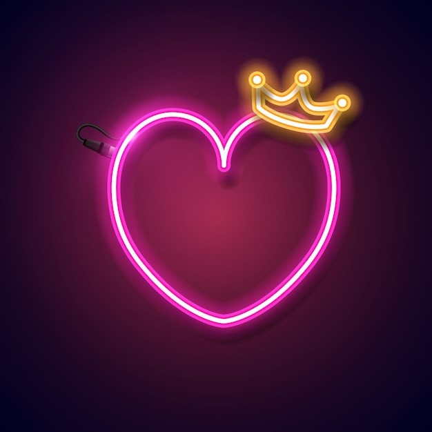 Corazón de neón rosa con fondo oscuro