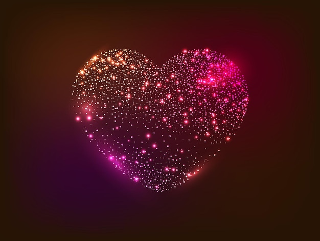 Corazón de neón sobre fondo oscuro