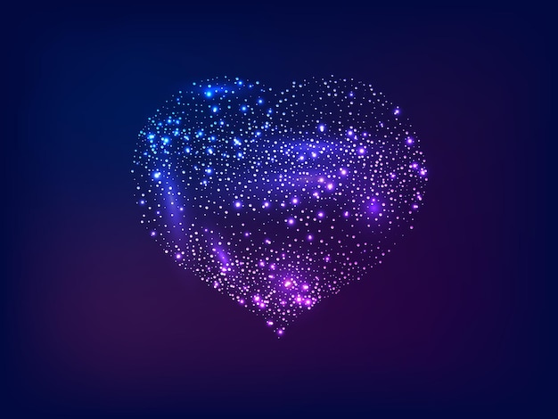 Corazón de neón sobre fondo oscuro