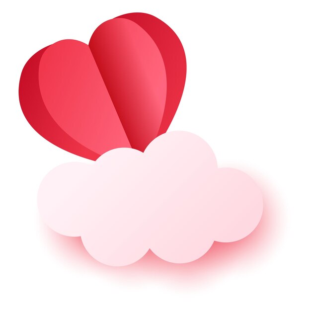 Vector corazón en una nube día de san valentín