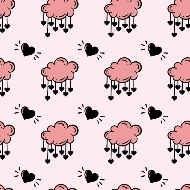 Corazón nube de patrones sin fisuras vector gratis