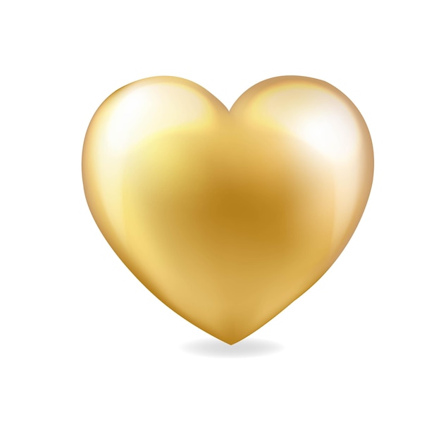 Corazón de oro con fondo blanco.