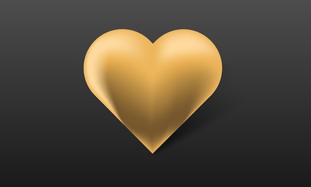 Corazón de oro sobre un fondo oscuro día de san valentín y amor