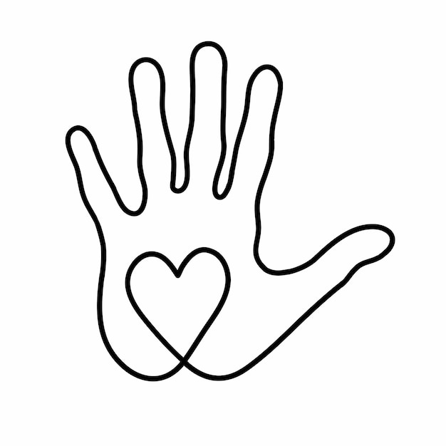 Corazón en la palma de su mano Icono de amor y cuidado Template de logotipo Diseño de ilustración