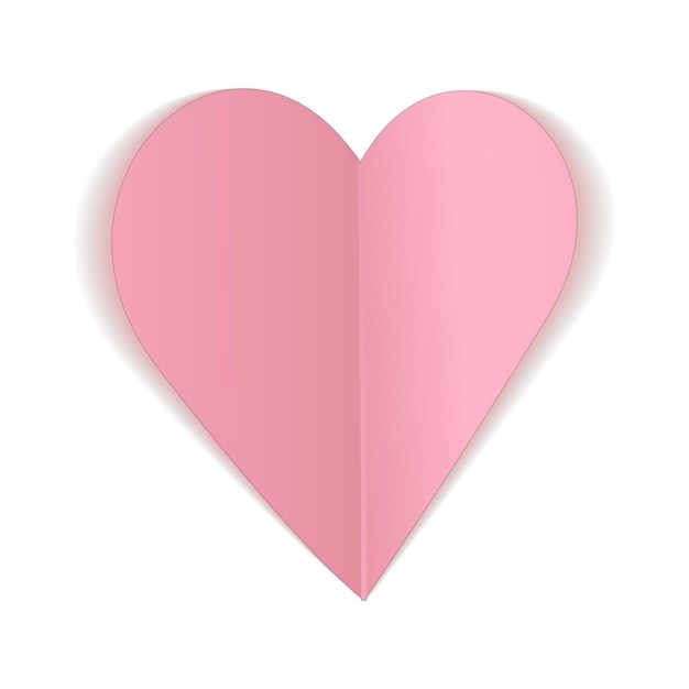 Corazón de papel rosa icono de dibujos animados doblado pegatina ilustración única sobre un fondo blanco