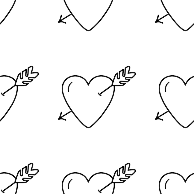 Corazón de patrón simple con flecha para tarjetas, carteles, envoltura y diseño del día de san valentín.