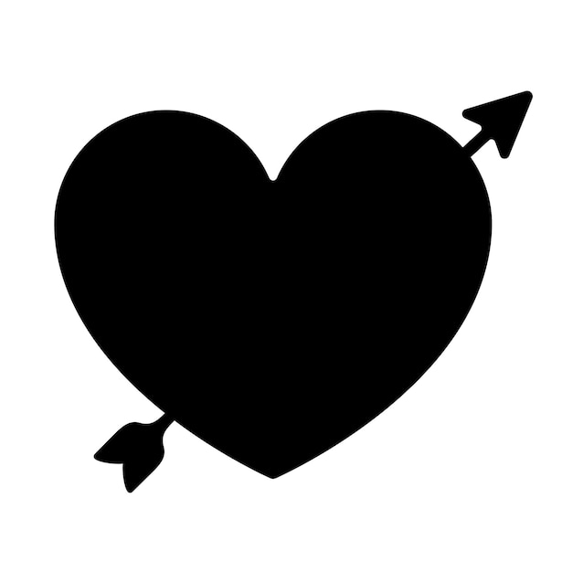 corazón perforado por una flecha silueta ilustración vectorial