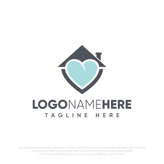 corazón con plantilla de logotipo inmobiliario