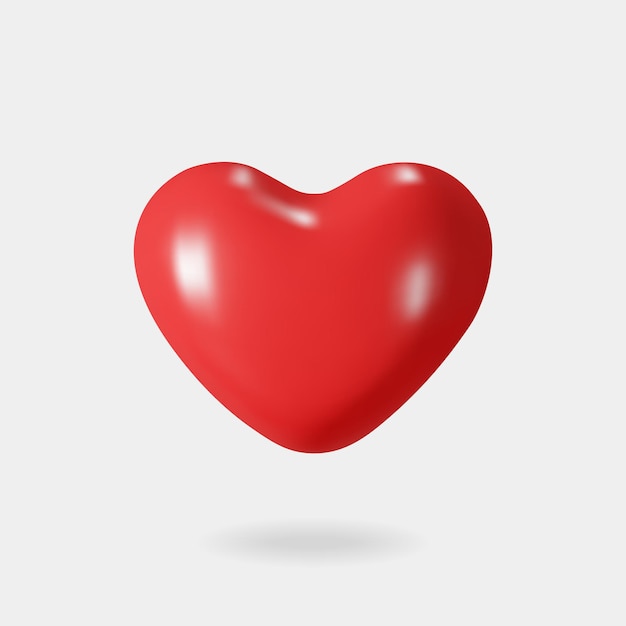 El corazón de plástico brillante de renderizado en 3D