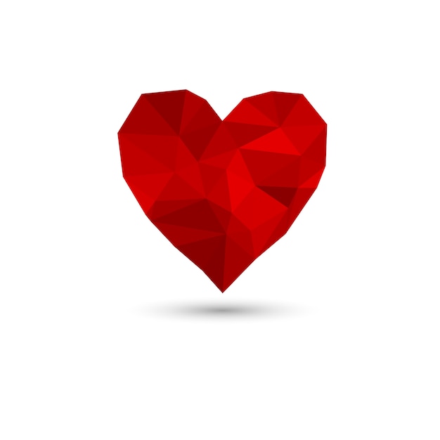 Corazón poligonal rojo