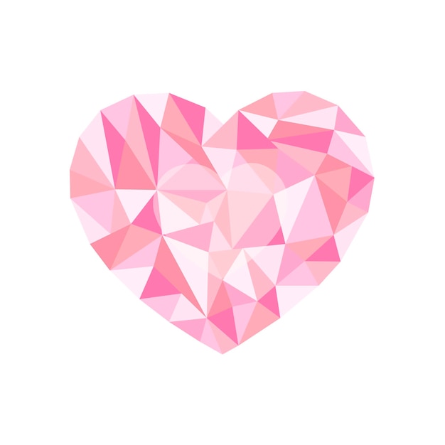 Corazón poligonal rosa un símbolo del día de San Valentín Stock Vector