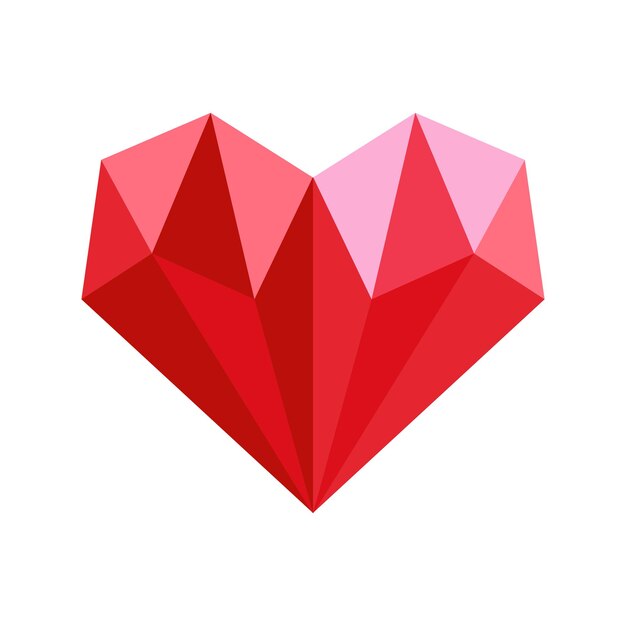 Corazón poligonal vectorial sobre fondo blanco