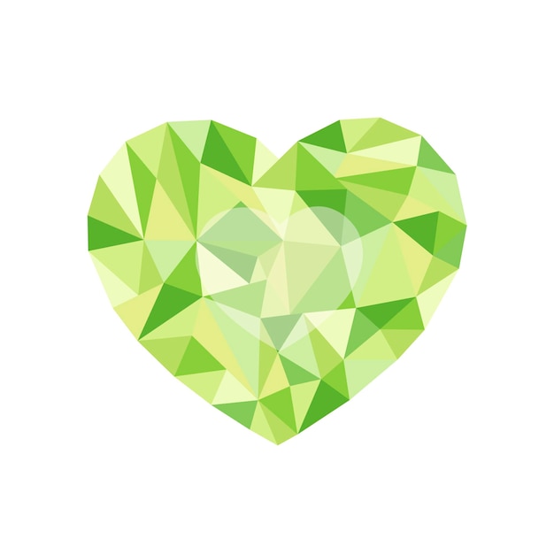 Corazón poligonal verde un símbolo del día de San Valentín Stock Vector