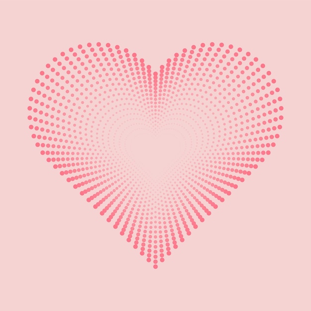 Corazón punteado vector clipart amor romántico explosión forma de corazón puntos de semitono explosión ilustración