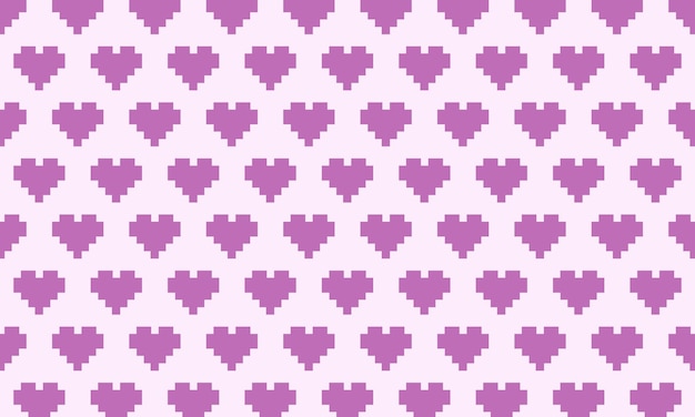corazón púrpura vectorial con fondo de estilo píxel