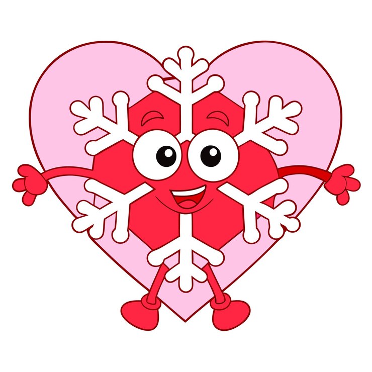 Vector un corazón que tiene copos de nieve en él