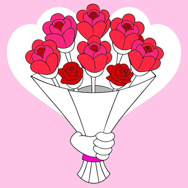 un corazón con un ramo de rosas en el medio