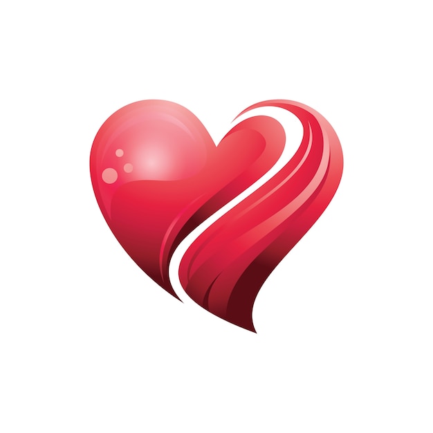 Corazón rojo amor cuidado en 3D símbolo