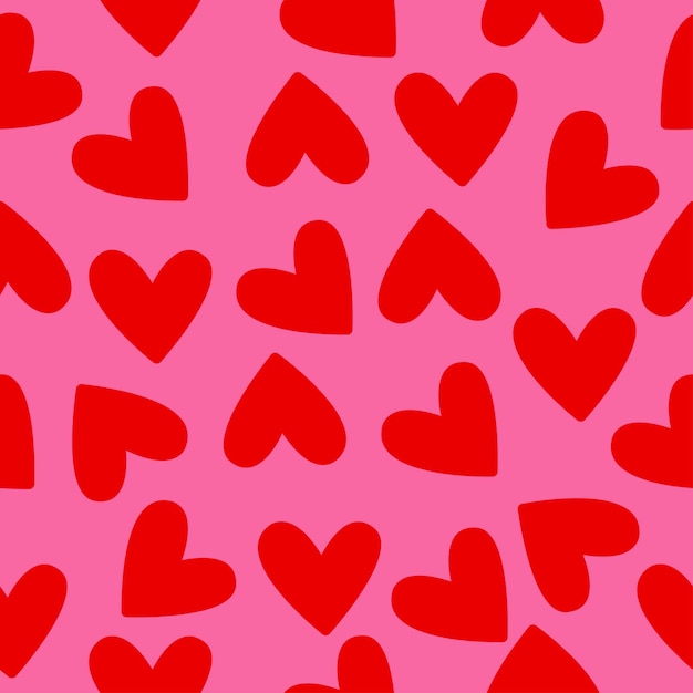 Vector el corazón rojo del amor ilustración de patrón sin costuras el corazón rosado romántico bonito impresión de fondo de san valentín