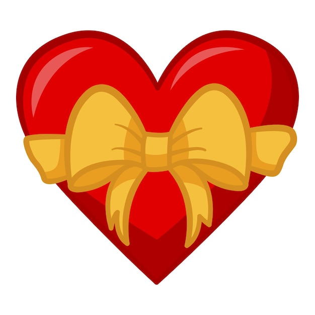 Corazón rojo con arco amarillo