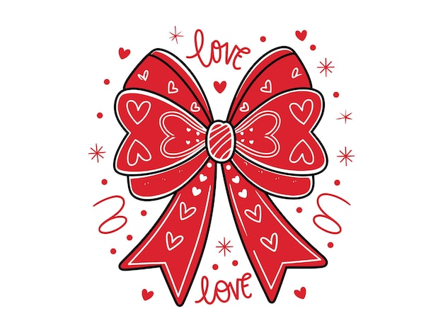 El corazón rojo, el arco de amor, el diseño de Valentín, el vector.