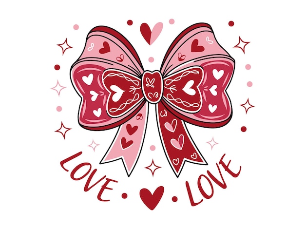 El corazón rojo, el arco de amor, el diseño de Valentín, el vector.
