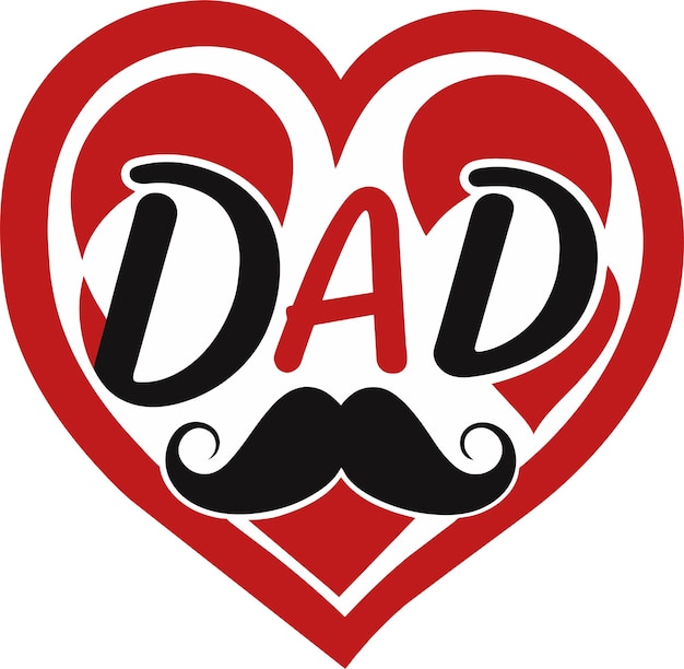 un corazón rojo con un bigote negro y un corazón Rojo con un borde blanco