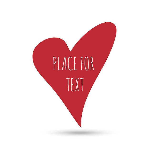 Corazón rojo dibujado a mano con tinta aislado en fondo gris con lugar para el texto. Diseño vectorial.