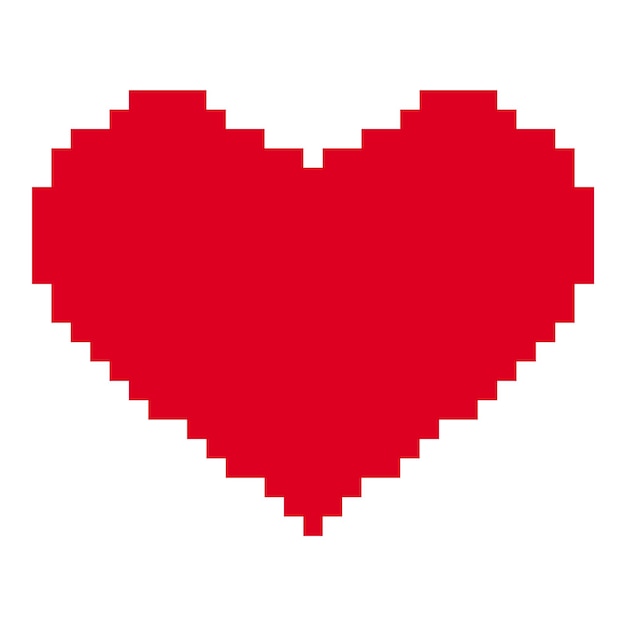 Corazón rojo en estilo pixel art. icono de 8 bits. símbolo del día de San Valentín.