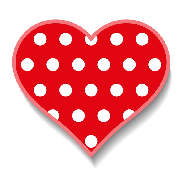 Corazón rojo con lunares redondos blancos Vector de diseño moderno en forma de corazón abstracto