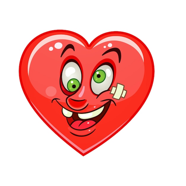 un corazón rojo con ojos verdes y un corazón roja con ojos verdes