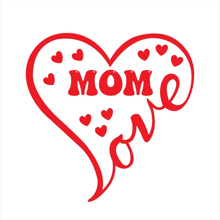 Un corazón rojo con la palabra mamá.