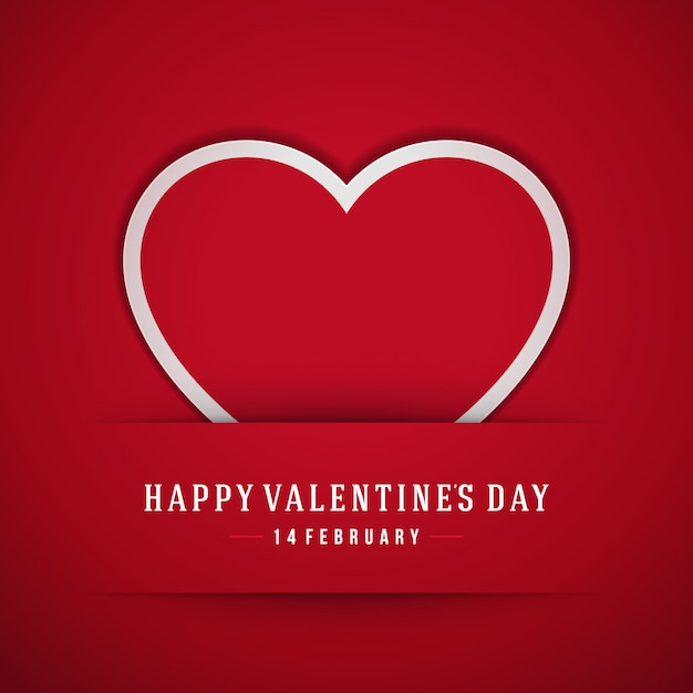 Corazón rojo de papel ilustración de vector de fondo de tarjeta de felicitación del día de san valentín