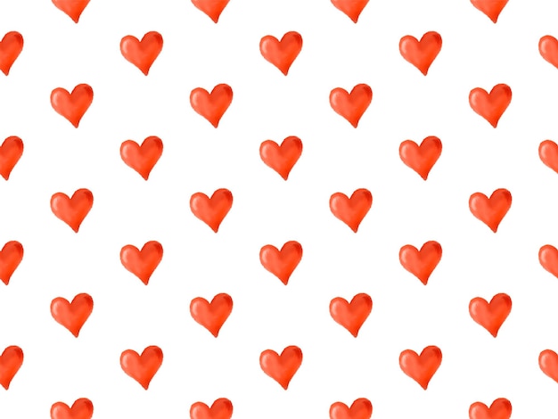 Corazón rojo patrón sin costuras sobre fondo blanco