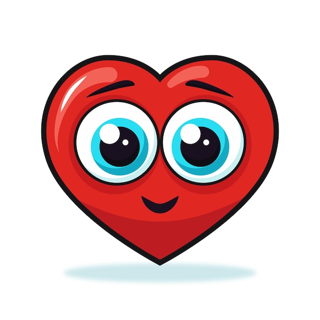 Vector corazón rojo sobre un fondo blanco en estilo de dibujos animados postal para el 14 de febrero