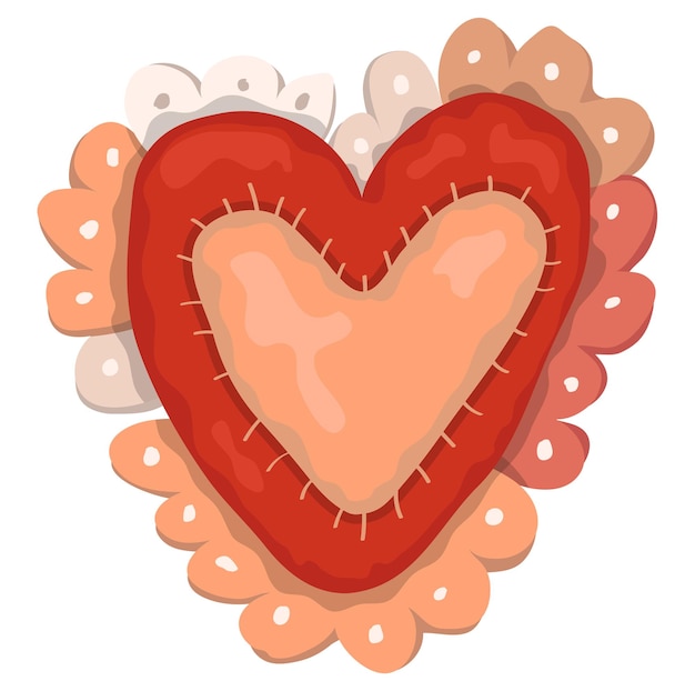 Corazón rojo sobre un fondo blanco Ilustración vectorial al estilo de dibujos animados