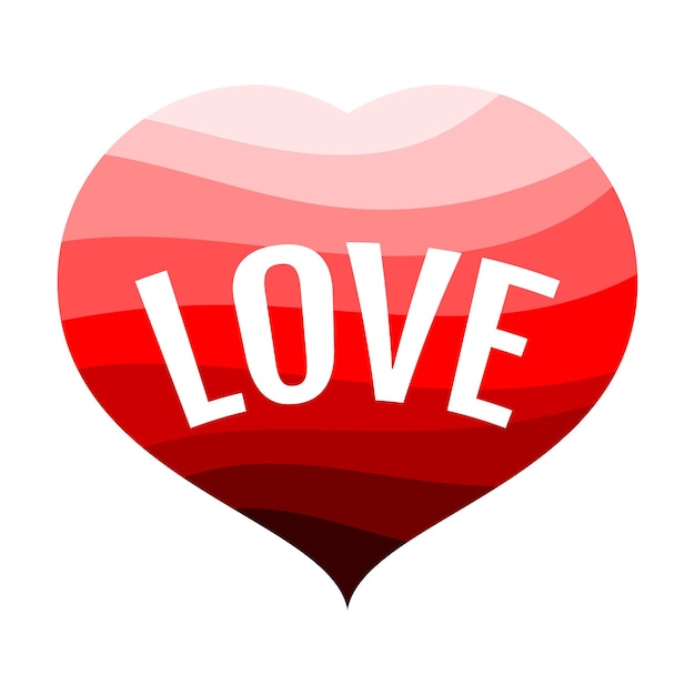 Corazón rojo sobre un fondo blanco con una inscripción amor. ilustración vectorial.