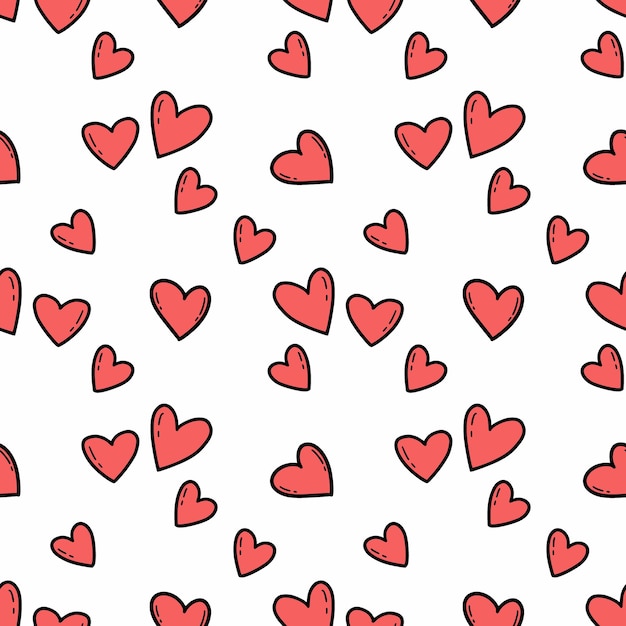 Corazón rojo sobre fondo blanco Patrón sin costuras para el día de San Valentín