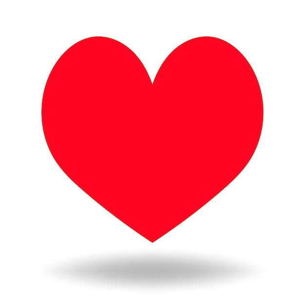 Corazón rojo con sombra suave aislada sobre un fondo blanco Ilustración minimalista del Día de San Valentín Concepto de amor