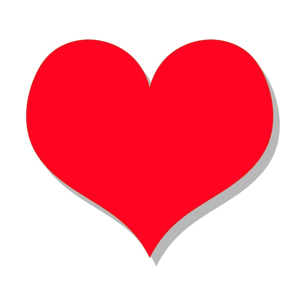 Corazón rojo con sombra suave aislada sobre un fondo blanco Ilustración minimalista del Día de San Valentín Concepto de amor
