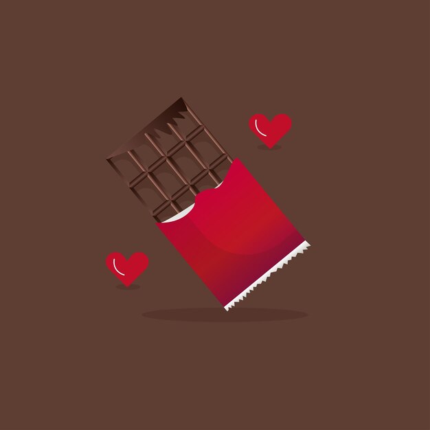 Corazón rojo de vector de chocolate