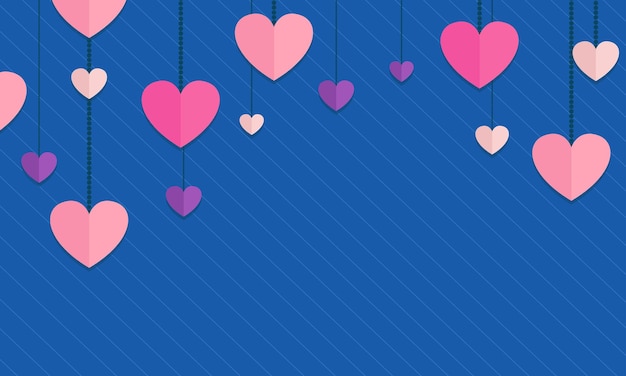 Corazón romántico rosa en fondo azul.