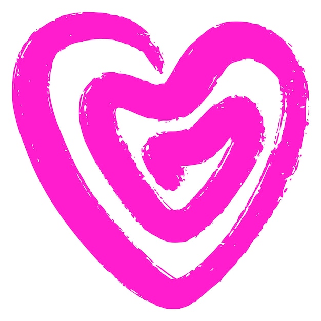 Corazón rosa en estilo de línea espiral Dibujo grunge romántico