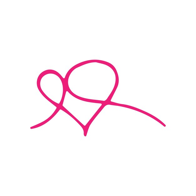 Corazón rosa una línea de arte dibujo color ilustración de amor