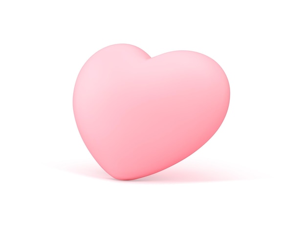 Corazón rosado 3d lindo elegante icono romántico pareja relación vacaciones ilustración vectorial realista