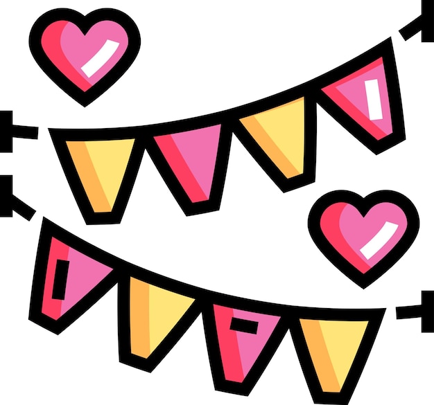 Corazón rosado y hilo de cumpleaños